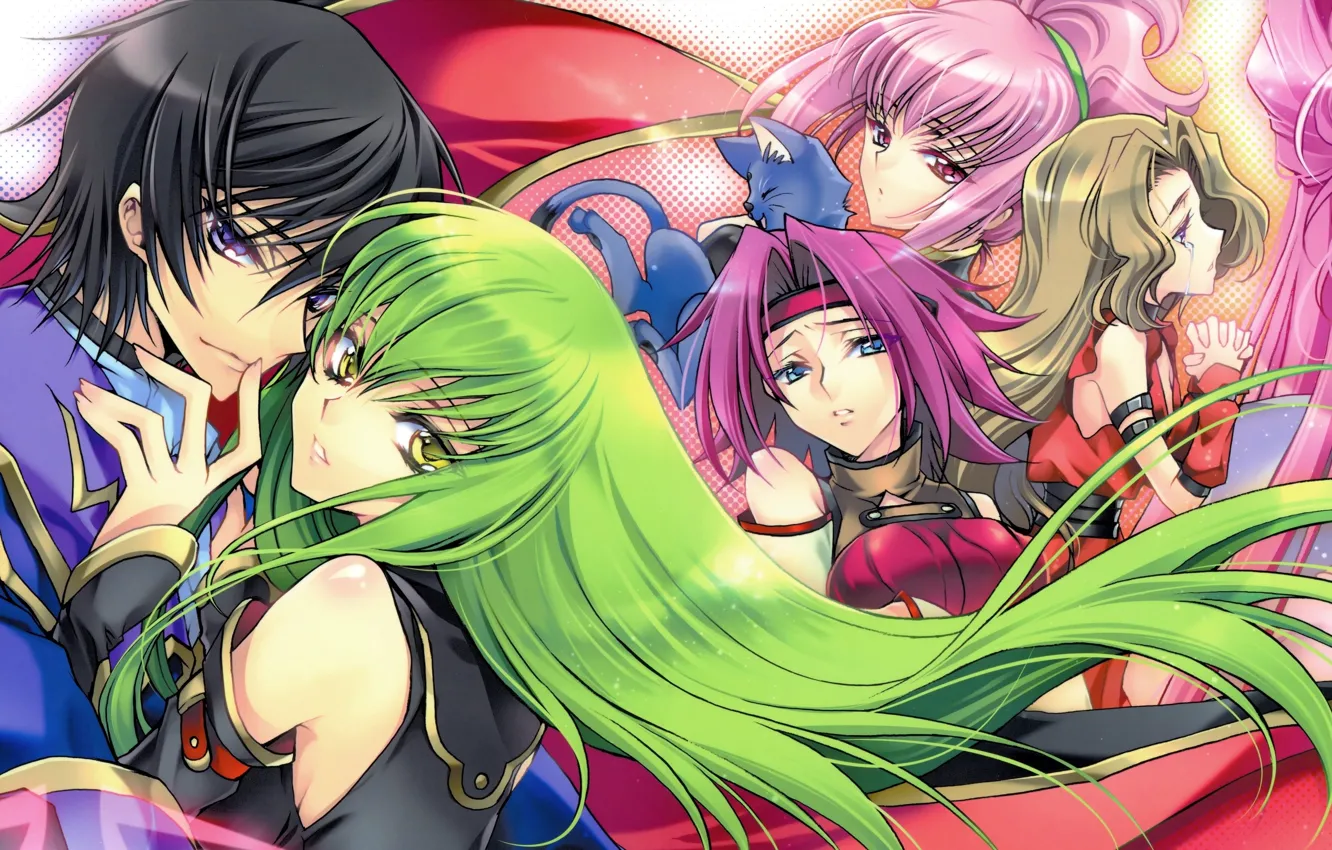 Photo wallpaper cloak, Lelouch, Takahiro Kimura, Kallen City Ford, kitty, Nunnally, tears, art