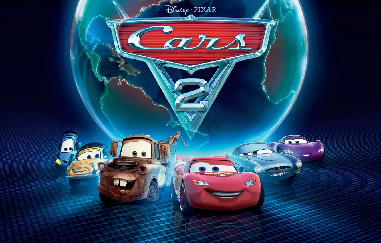 Photo wallpaper Disney, Pixar, cars 2, cars 2, Mater, Luigi, Holly Deluxe, Guido