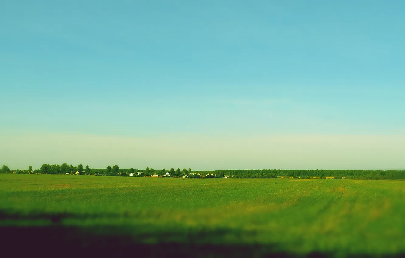 Photo wallpaper field, summer, the sun, heat, village