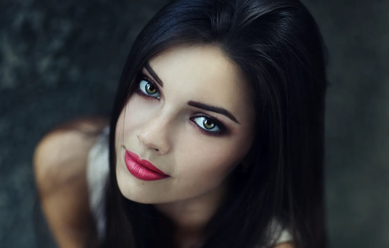 Photo wallpaper Girl, Anastasia, Beautiful, Brunette, Water, RED, Lips, Eye
