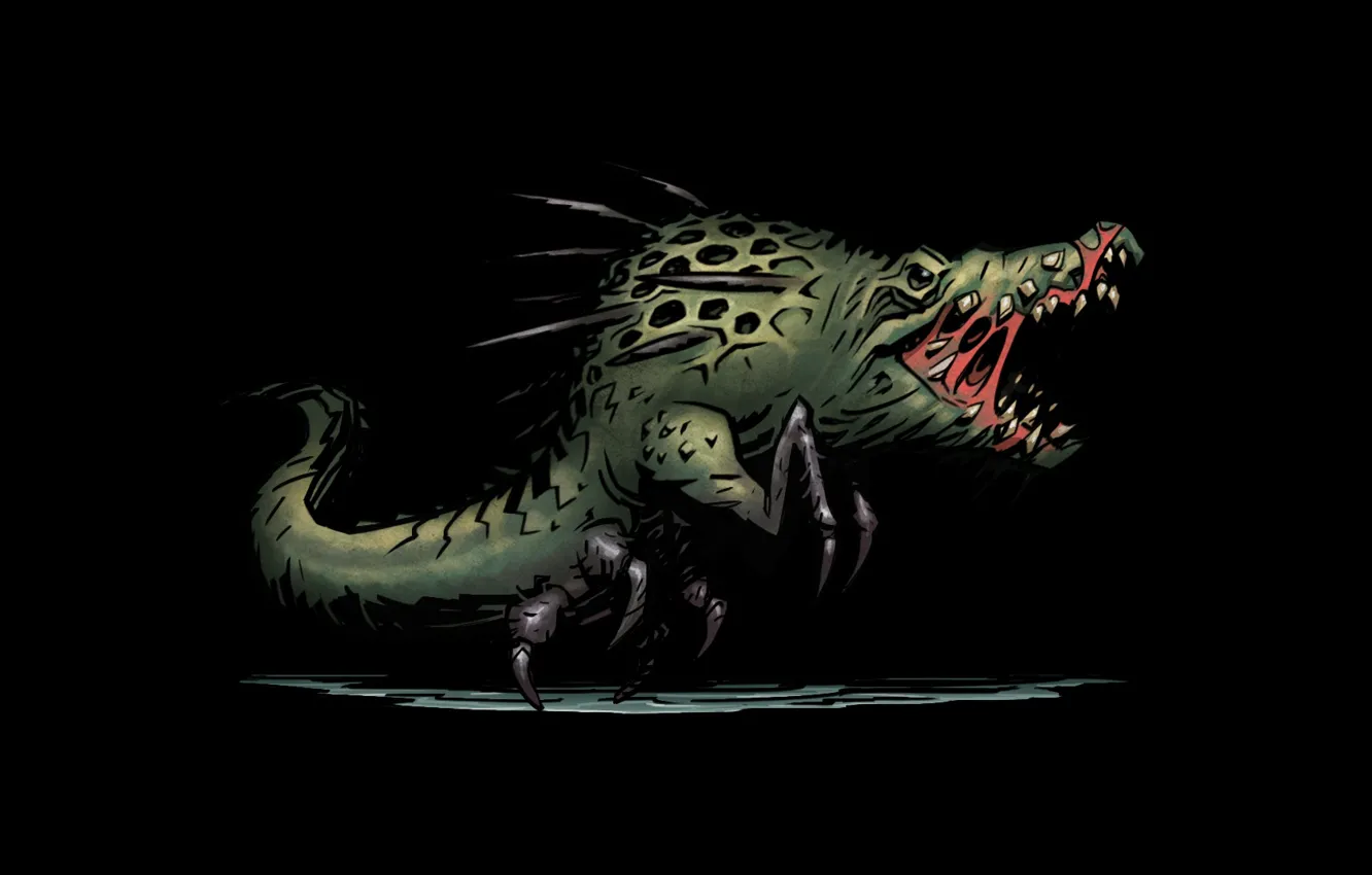 Photo wallpaper crocodile, Attack, Sprite, Darkest Dungeon