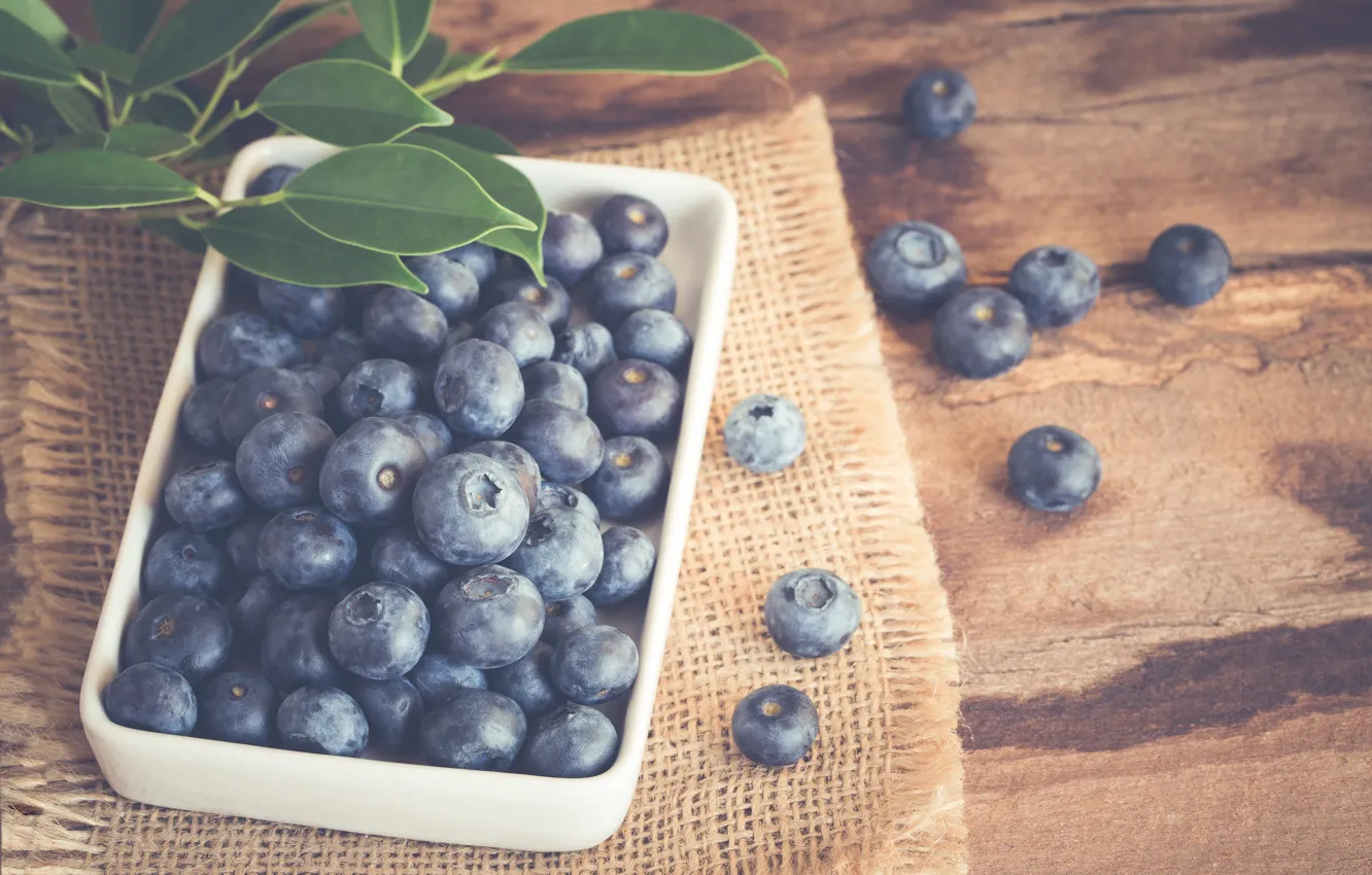 Photo wallpaper berries, blueberries, bowl