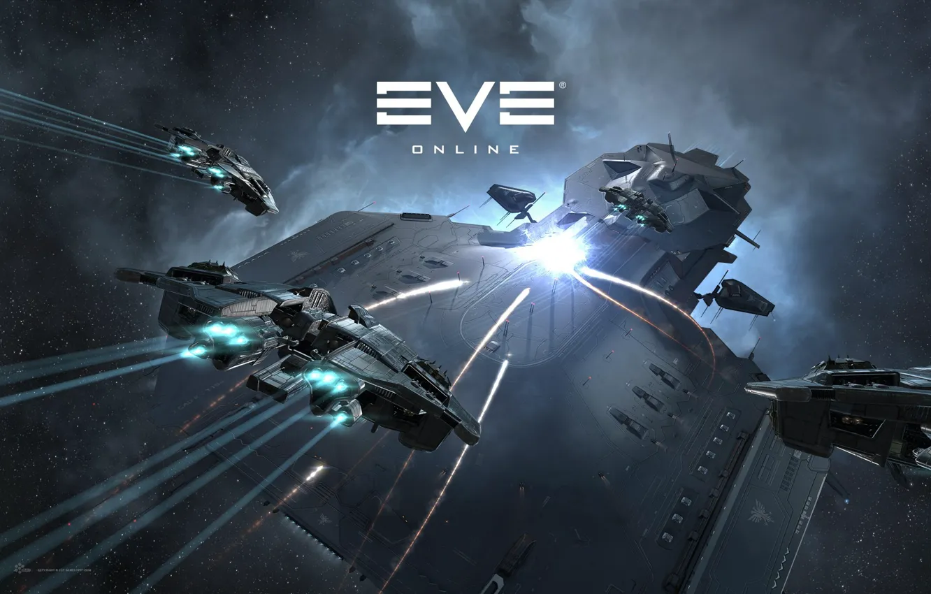 Photo wallpaper space, nebula, space, battle, spaceship, eve online, battle, space ship