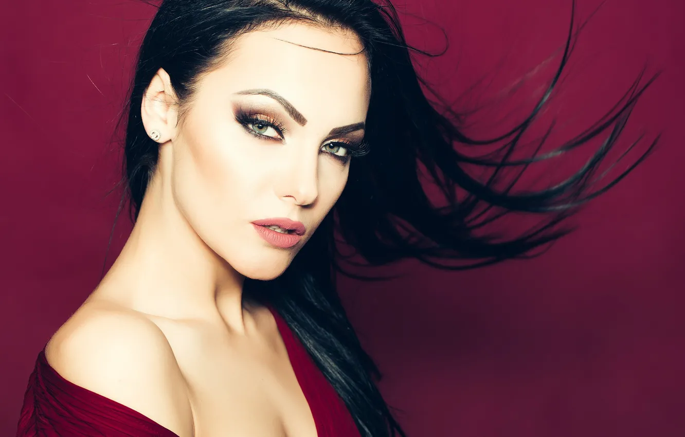 Photo wallpaper look, face, the wind, model, hair, makeup, beauty