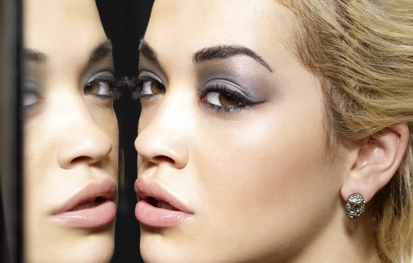Photo wallpaper look, face, reflection, model, mirror, singer, Rita Ora, Rita Ora