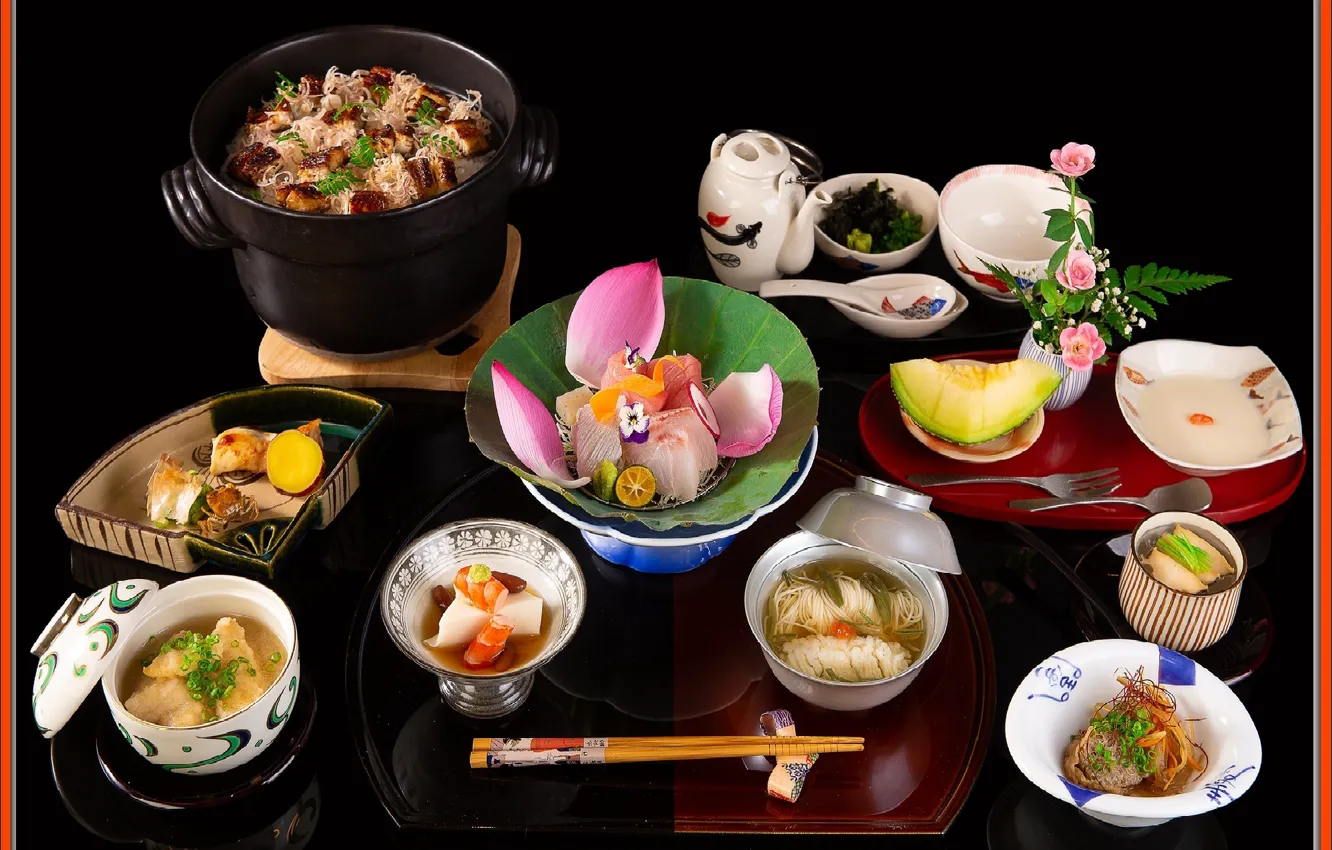 Photo wallpaper Asia, food, art, food, art, delicious, sushi, sushi