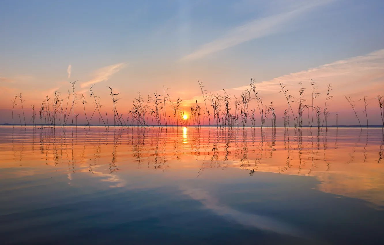 Photo wallpaper sunset, lake, Finland, Finland, Lake Puruvesi, Lake Puruvesi