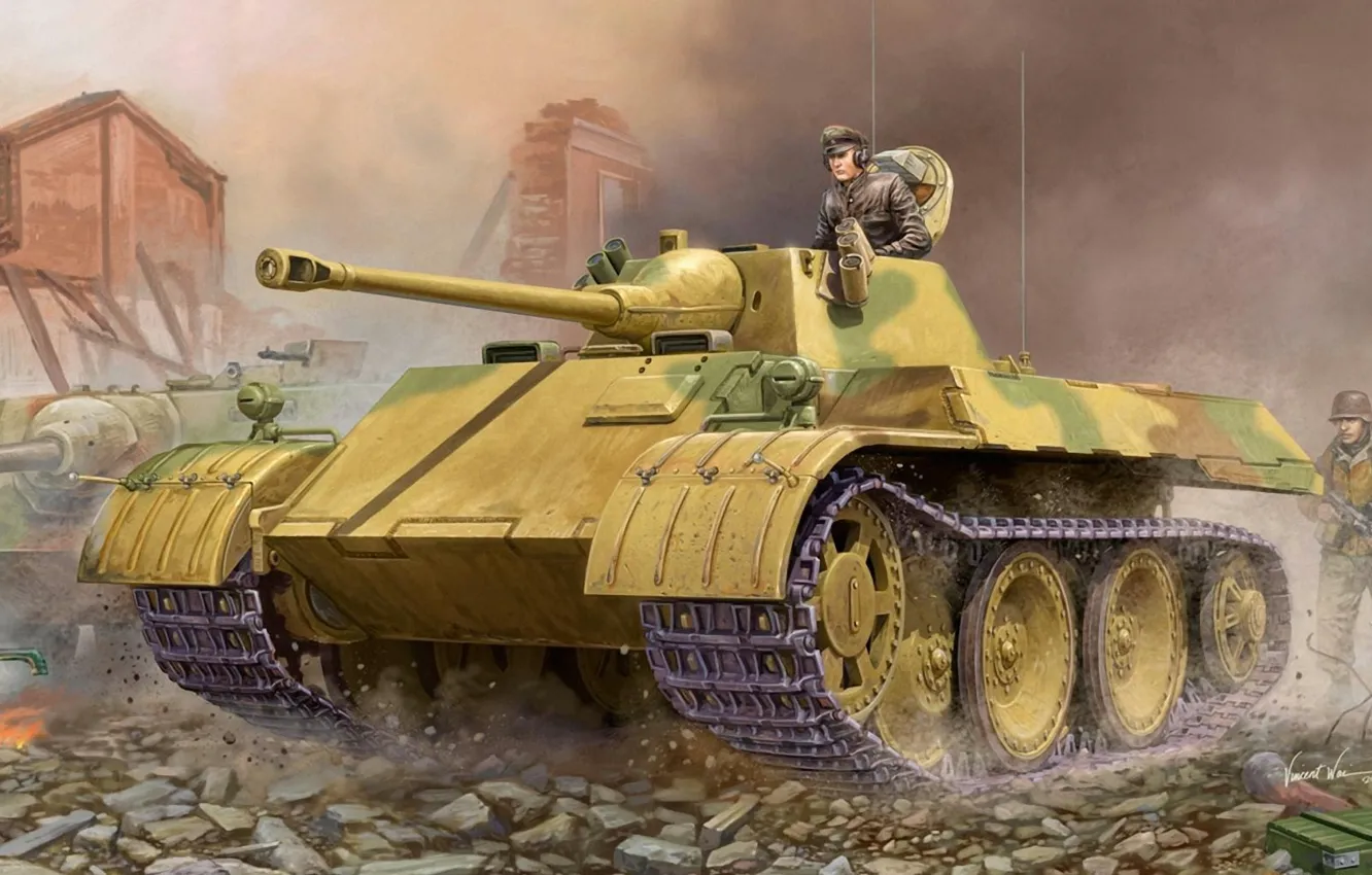 Photo wallpaper war, art, tank, ww2, tank, german tank, tank, Light Tank VK 1602 &ampquot;Leopard&ampquot;
