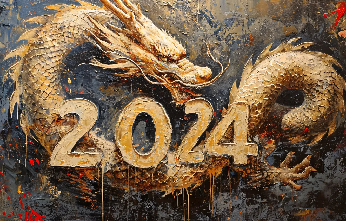 Photo wallpaper face, paint, dragon, figure, new year, picture, stains, figures