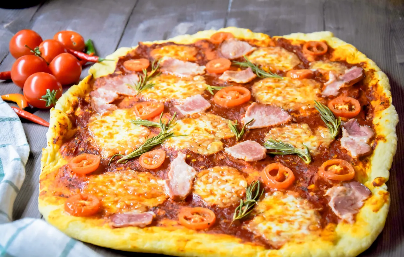 Photo wallpaper cheese, pizza, home, ham