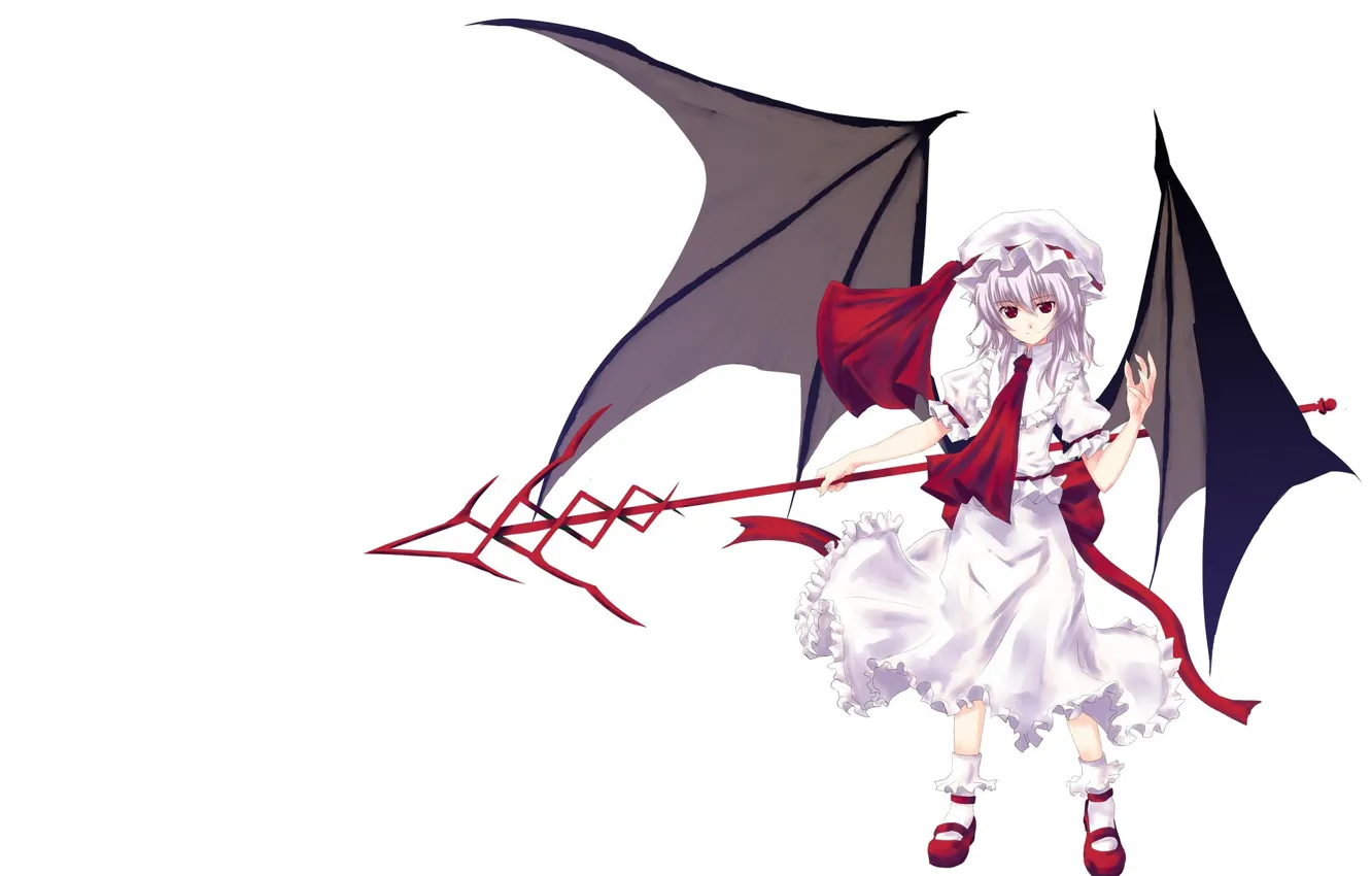 Photo wallpaper girl, white background, spear, touhou, Touhou, Touhou