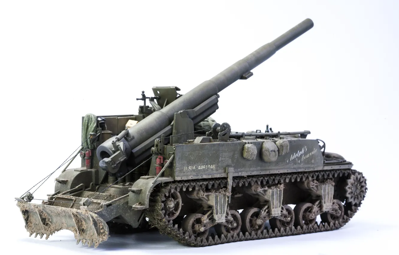 Photo wallpaper toy, model, 155 mm, M12, self-propelled gun