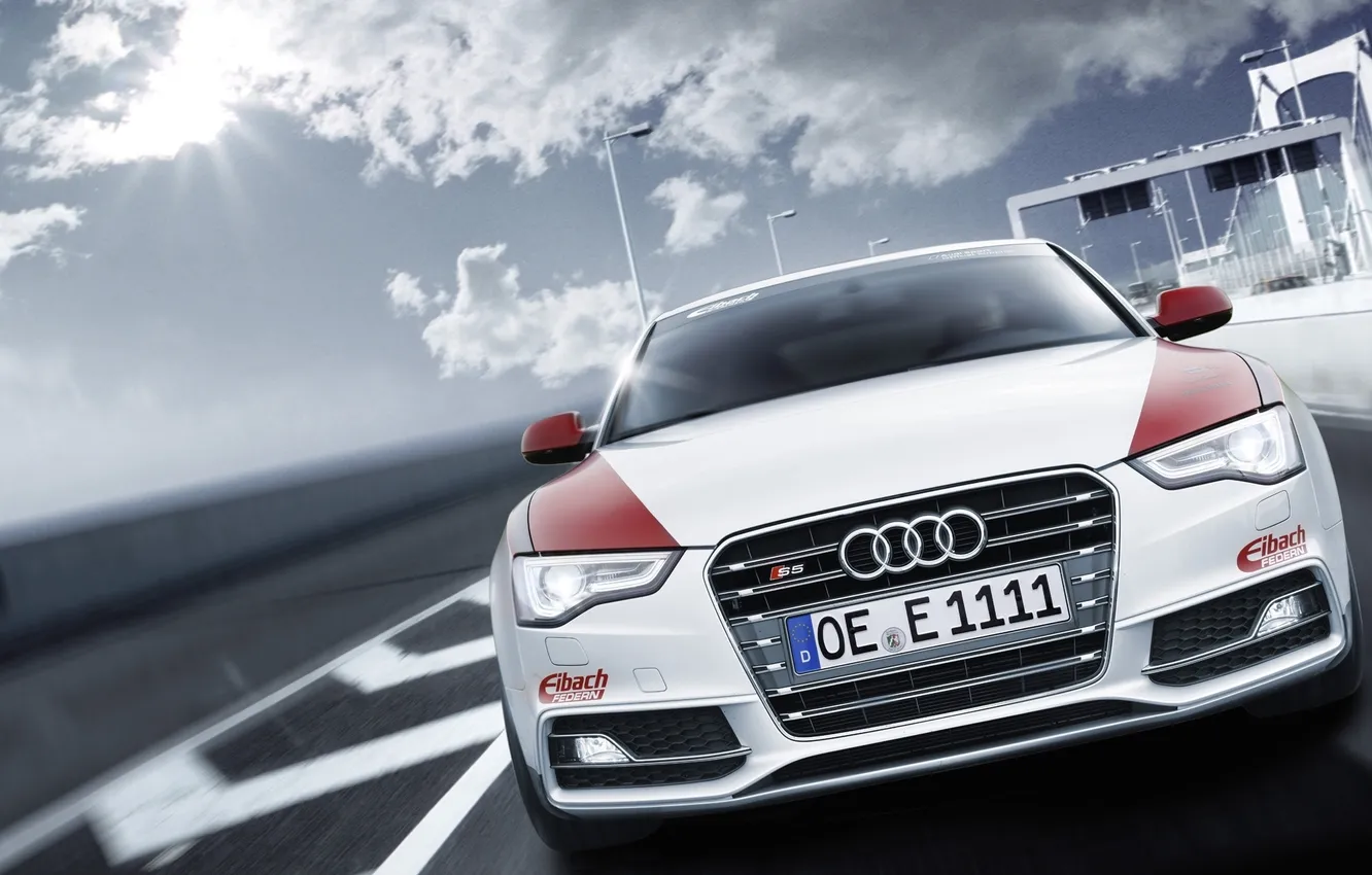 Photo wallpaper road, the sky, the sun, Audi, Audi, tuning, coupe, tuning