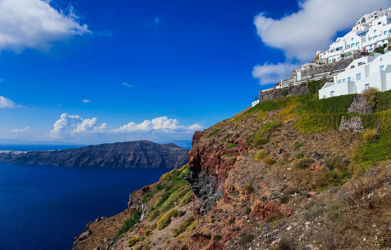 Photo wallpaper sea, the sky, island, home, Santorini, Greece