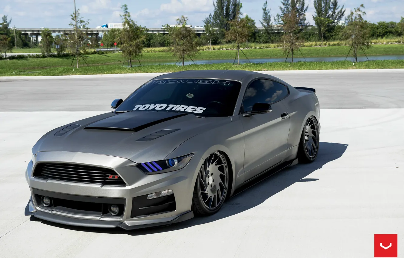 Photo wallpaper Mustang, Ford, Performance, Roush, 2015, Bagged