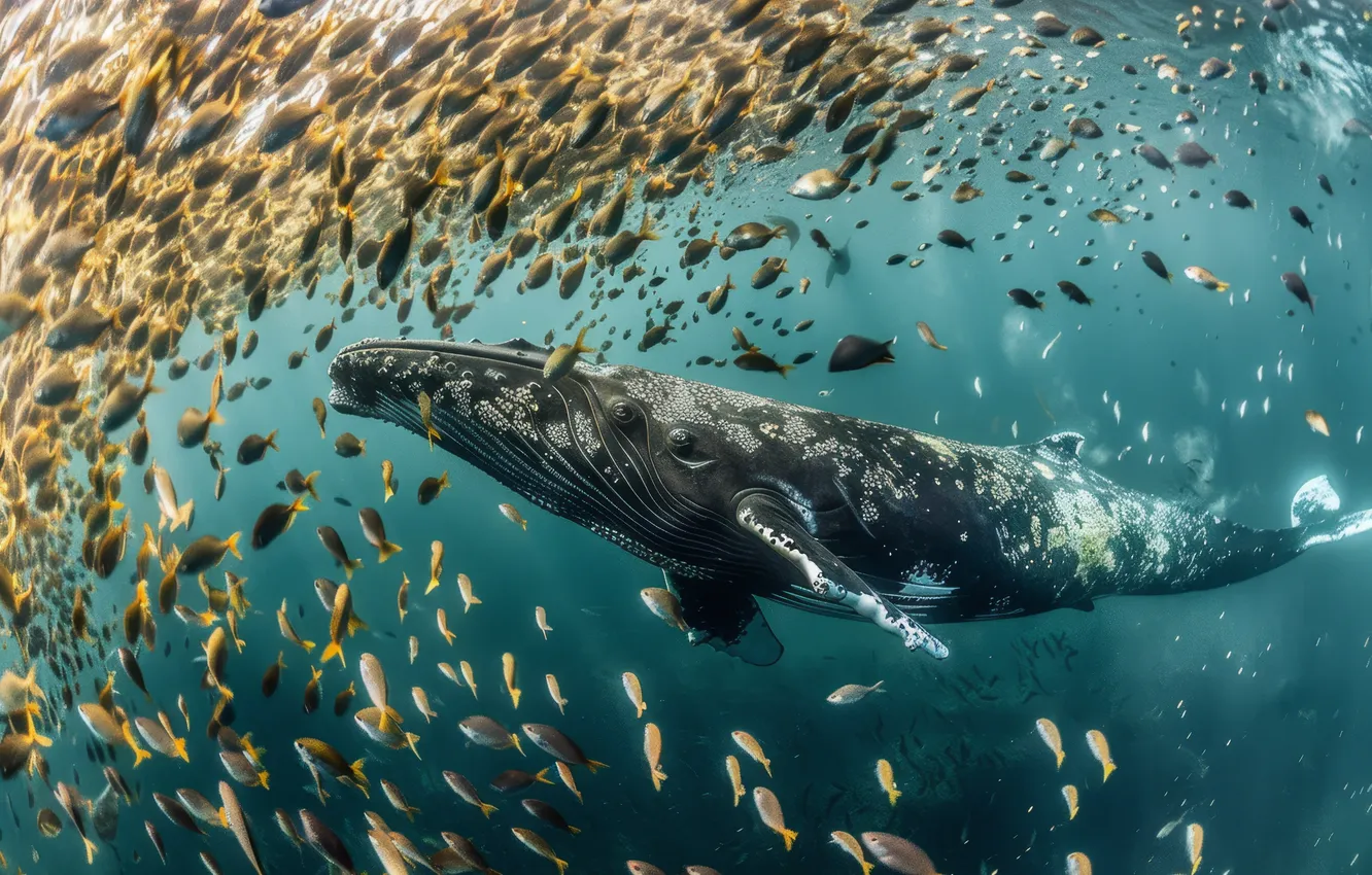 Photo wallpaper fish, kit, underwater world, digital art, AI art, The Art of Artificial Intelligence, neural network