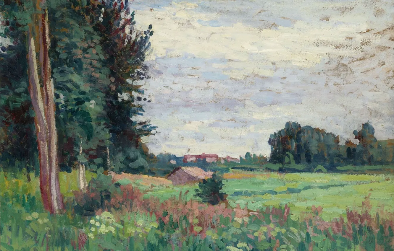 Photo wallpaper landscape, picture, Maximilien Luce, Maximilien Luce, View in Méréville