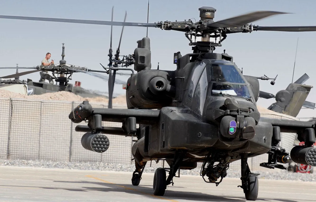 Photo wallpaper rocket, Parking, McDonnell Douglas AH-64 Apache, combat helicopter