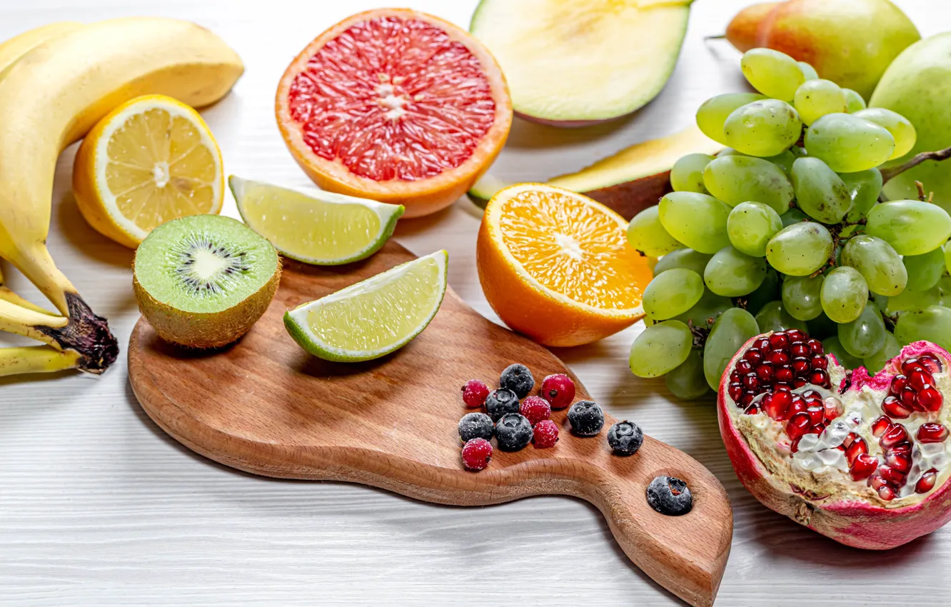 Photo wallpaper berries, table, fruit