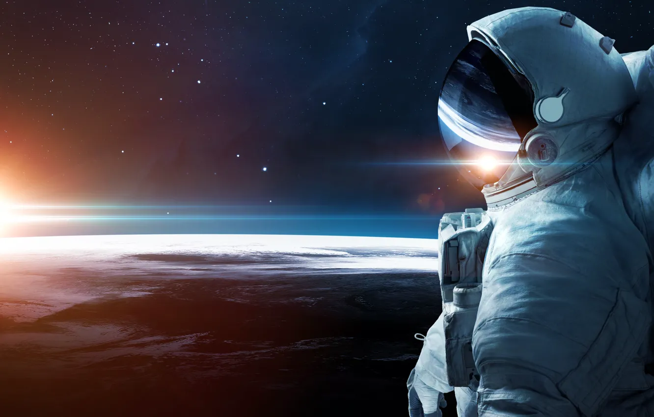 Photo wallpaper space, astronaut, the atmosphere, art, Earth, gravity, beautiful, infinity