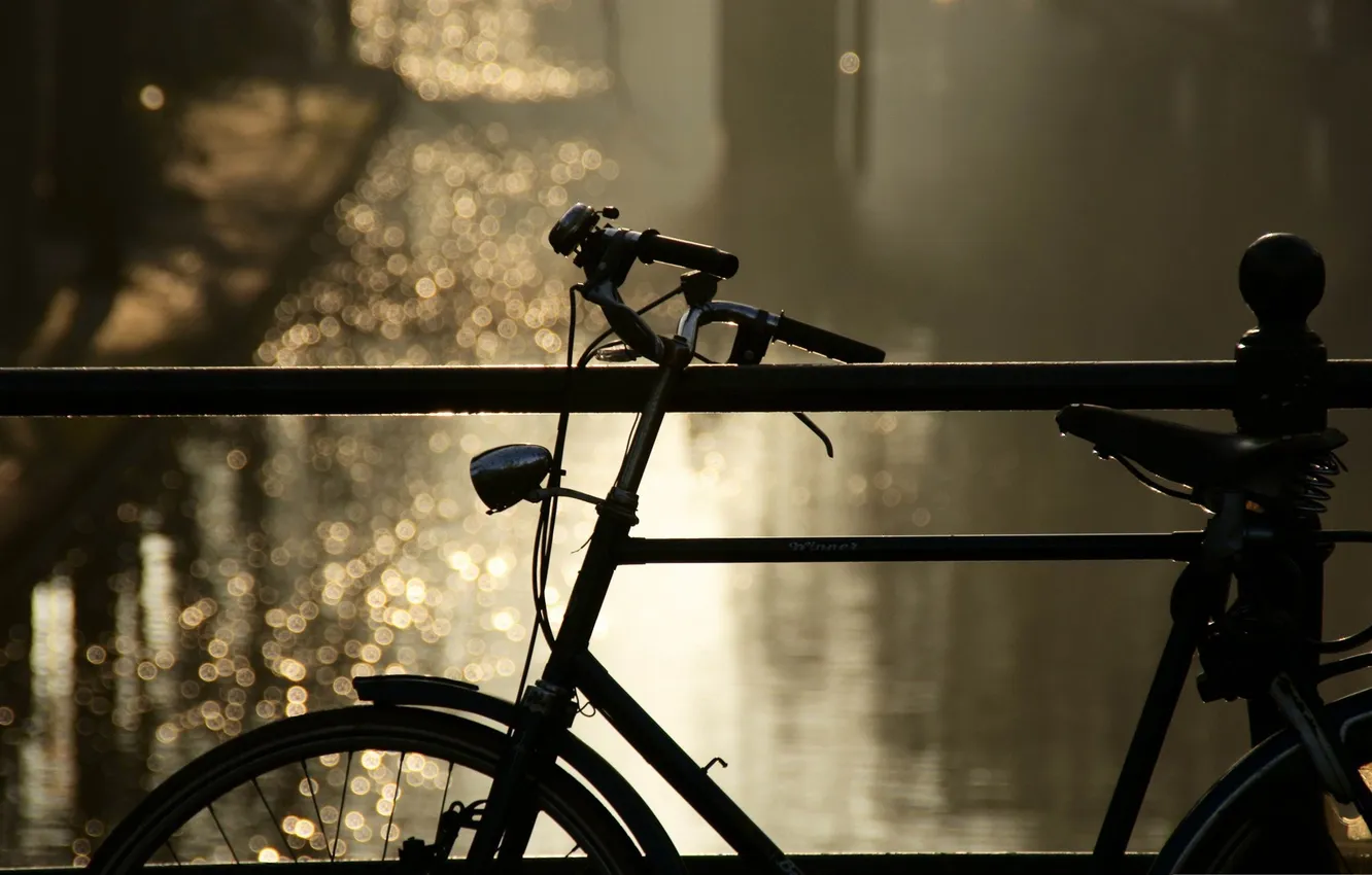 Photo wallpaper bridge, the city, bike, bokeh