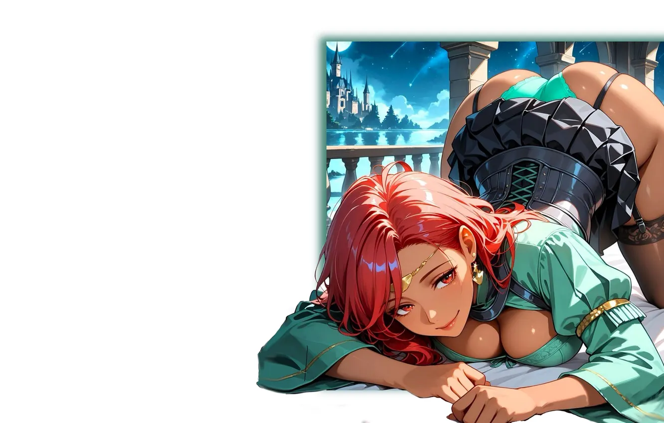 Photo wallpaper girl, hot, sexy, ass, panties, boobs, anime, brown