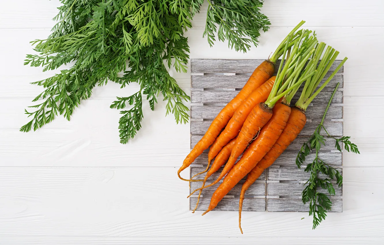 Photo wallpaper greens, Board, carrots