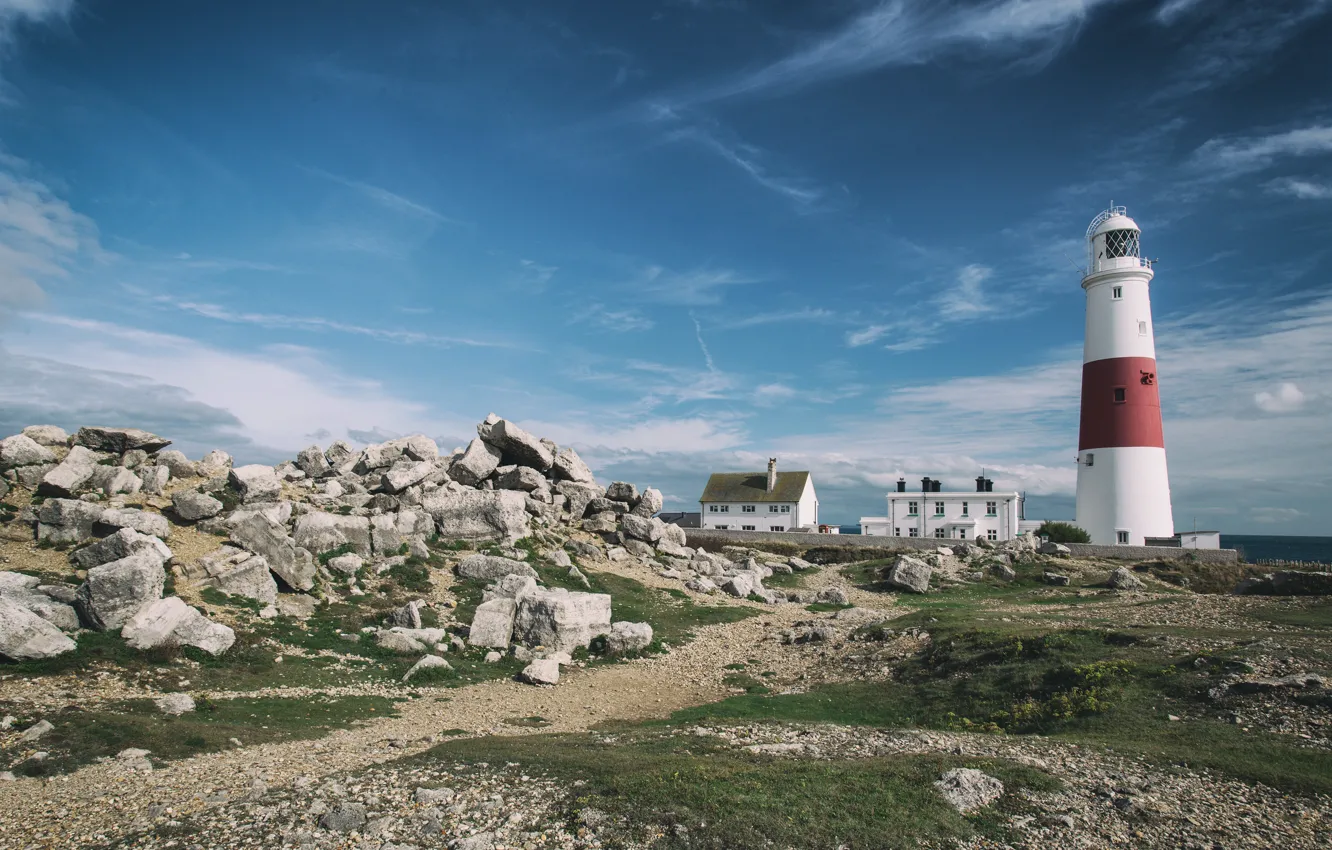 Photo wallpaper lighthouse, England, Portland, England, lighthouse, Bill, Dorset, Jurassic Coast