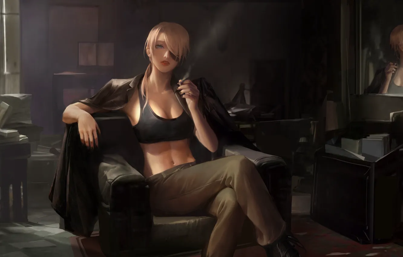 Photo wallpaper girl, smokes, Chainsaw Man, Quanxi