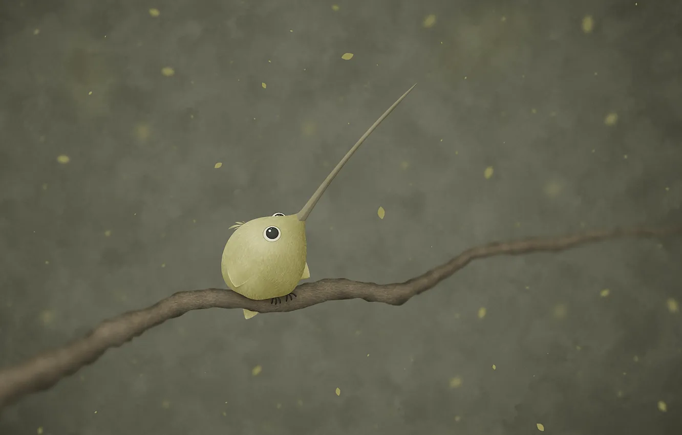 Photo wallpaper leaves, branches, bird, beak, vladstudio, Ensifera ensifera