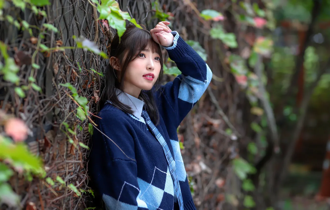 Photo wallpaper girl, Asian, bokeh