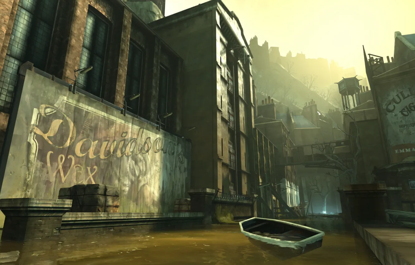 Photo wallpaper city, the city, street, the game, Dishonored, Danuoll, a flooded quarter