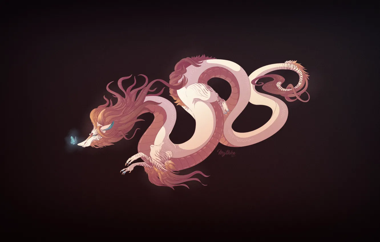 Photo wallpaper background, fiction, butterfly, dragon, fantasy, Mythology, art, dragon