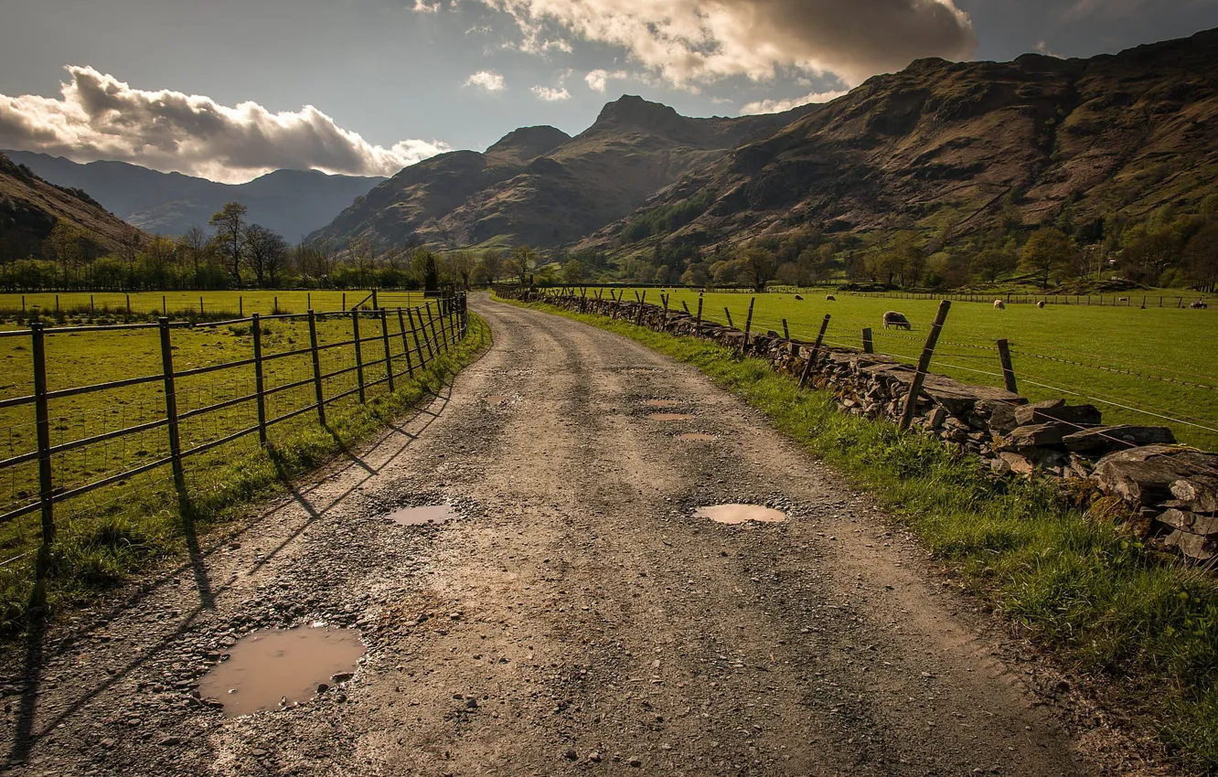 Photo wallpaper road, England, England, Great Langdale Valley