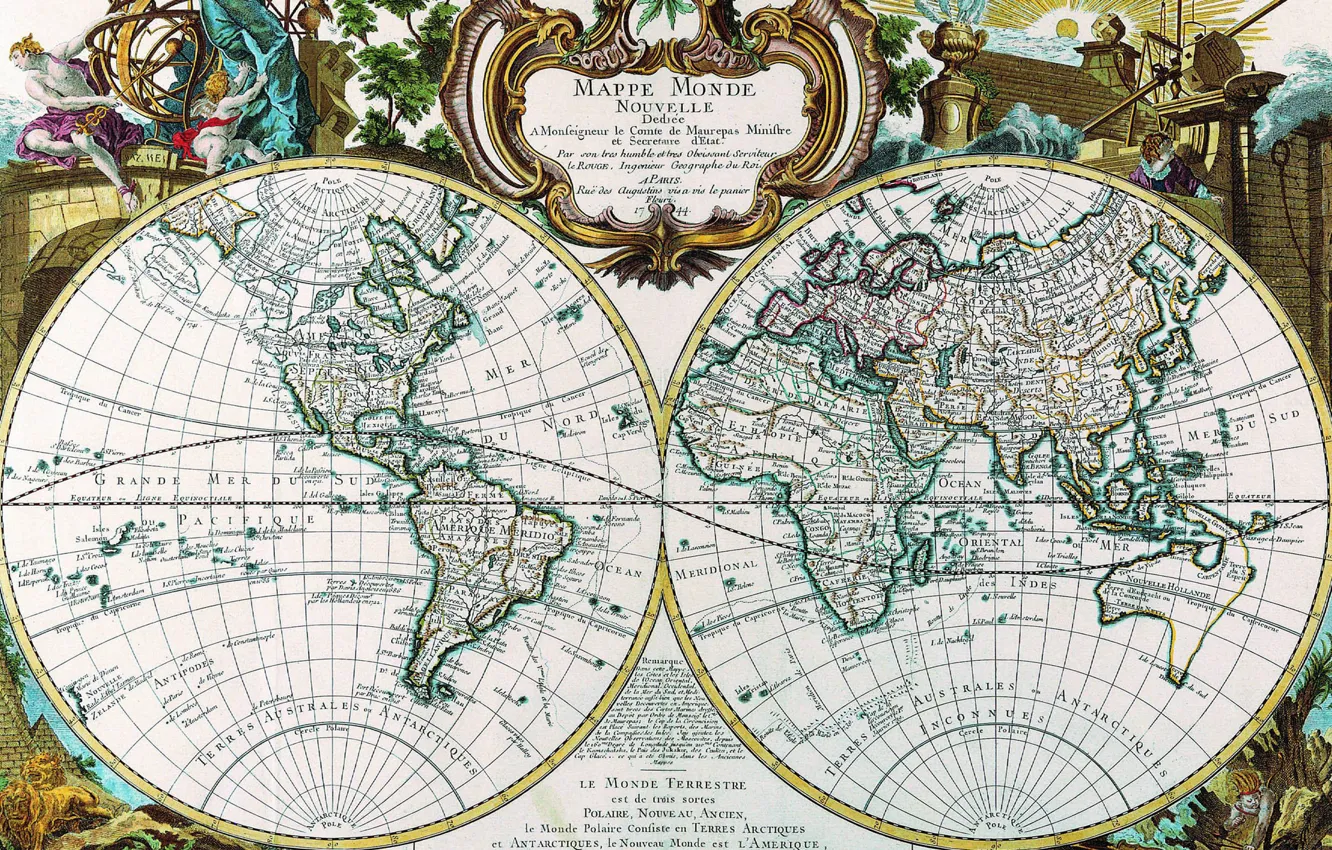 Photo wallpaper the world, map, continents, Mappe monde
