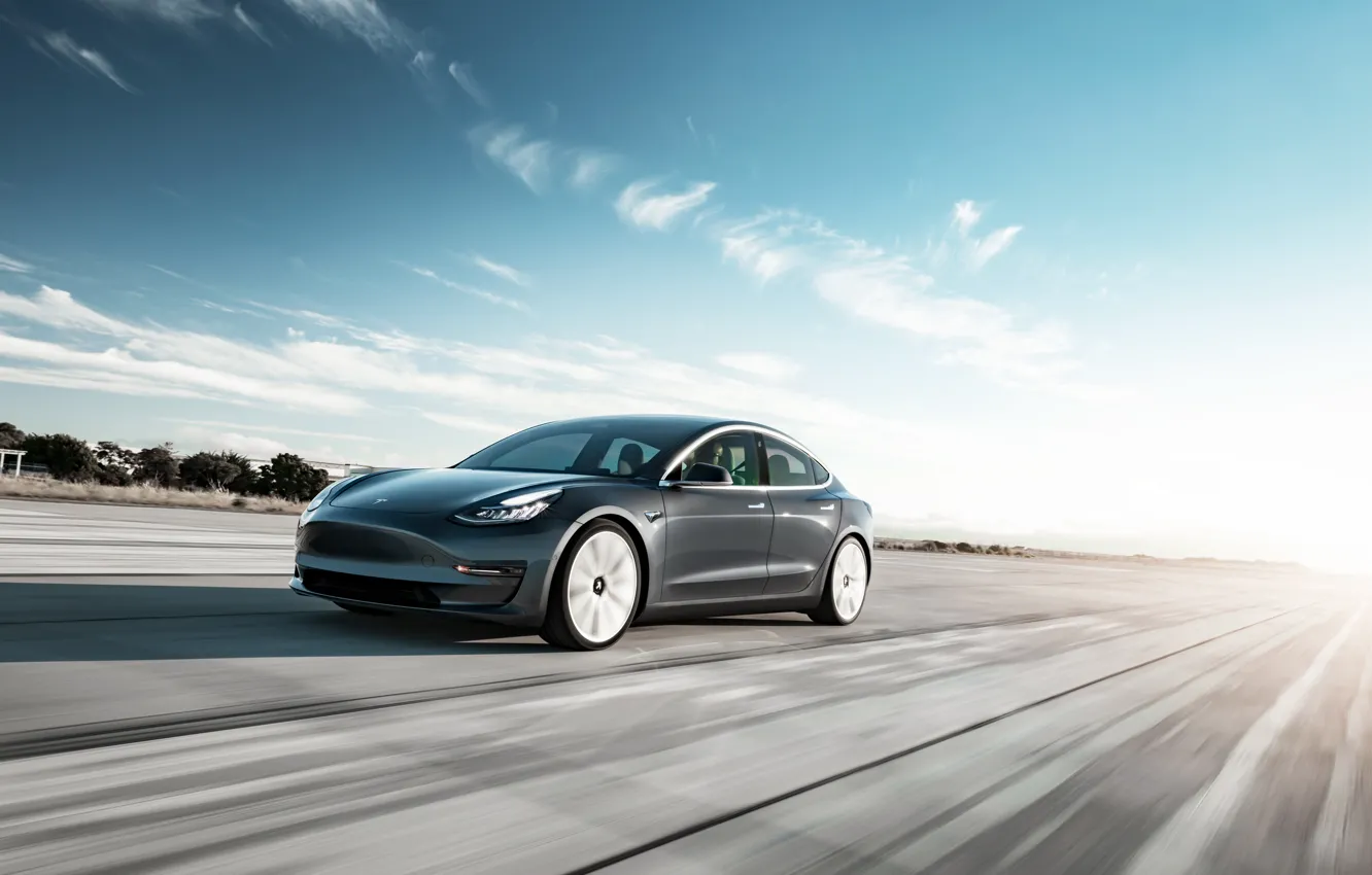 Photo wallpaper speed, Tesla, 2018, model 3