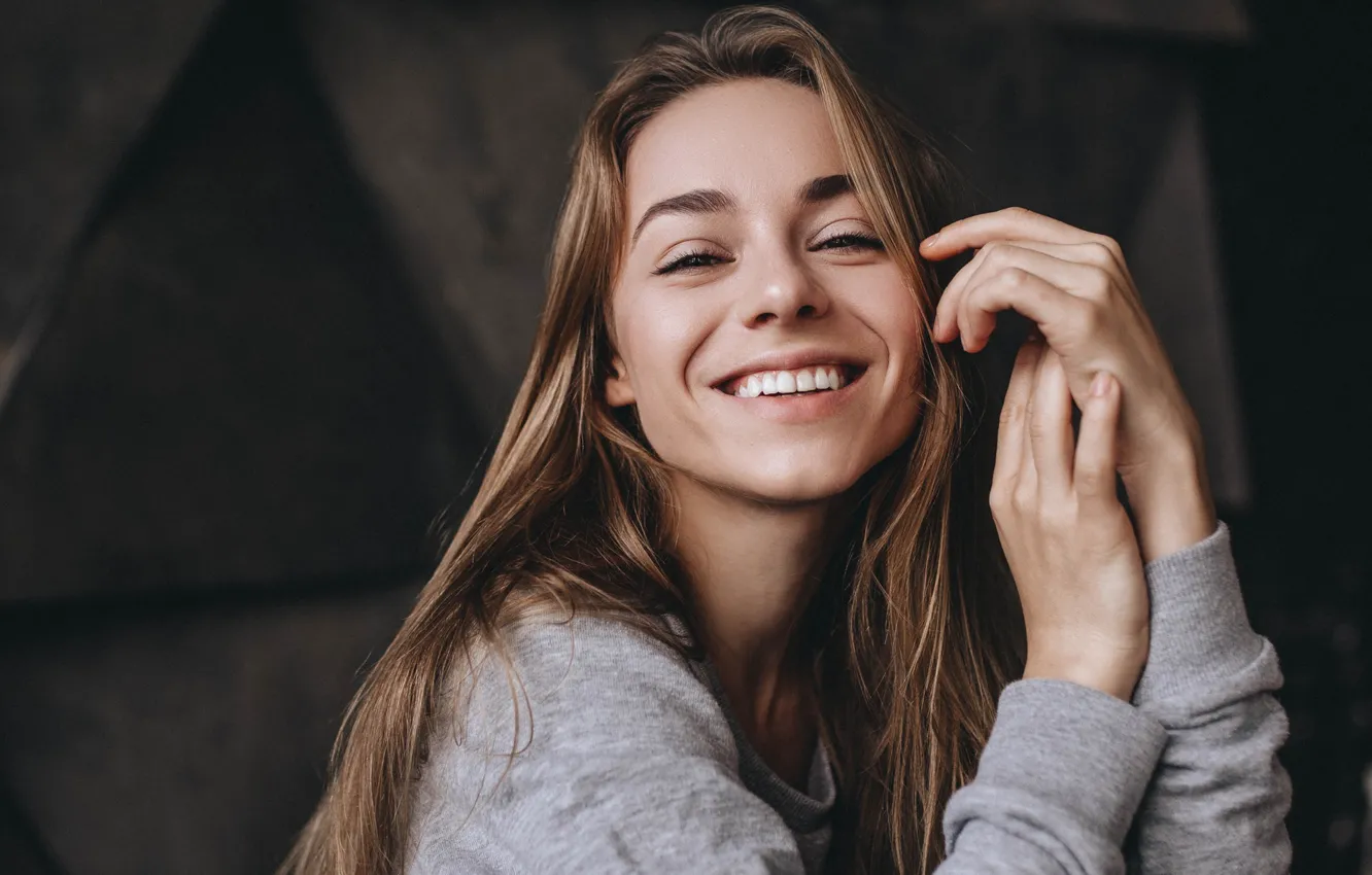 Photo wallpaper look, pose, smile, makeup, actress, Rina Grishina