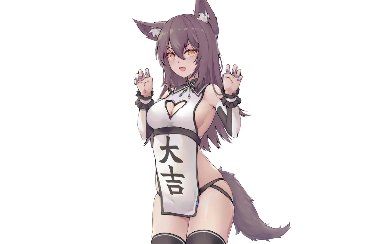 Photo wallpaper girl, sexy, lingerie, cleavage, panties, thighhighs, long hair, dress