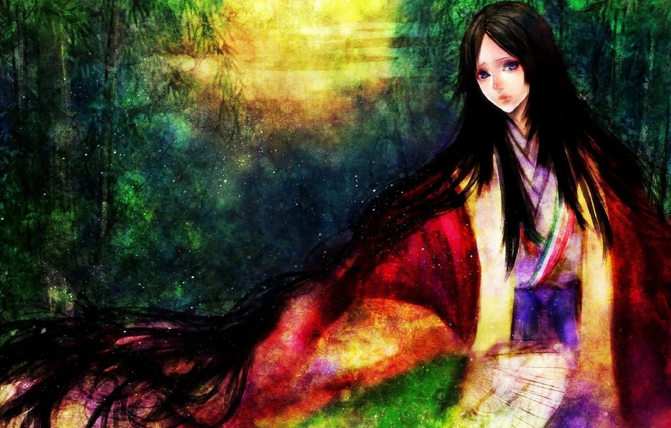 Photo wallpaper look, girl, paint, surprise, art, you sasaki