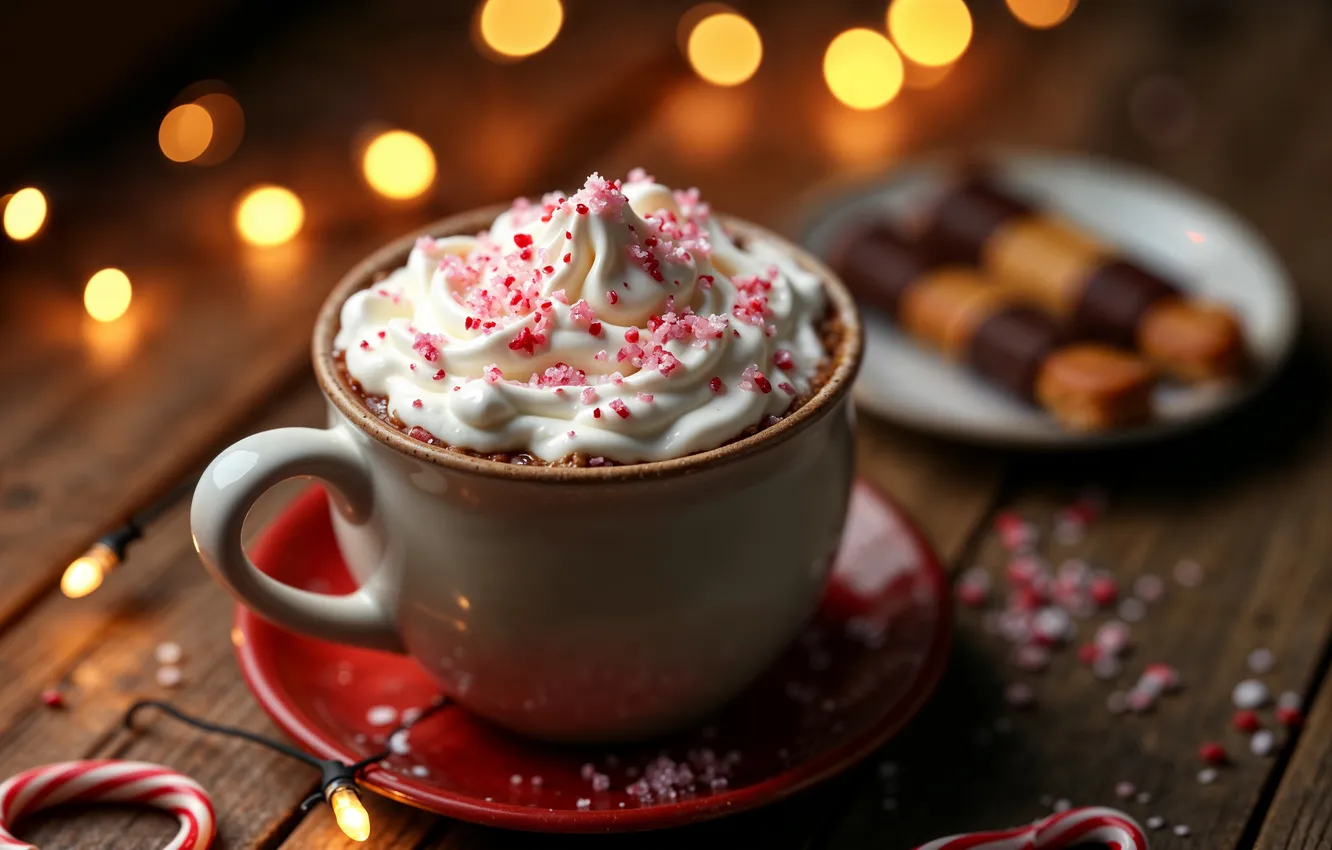 Photo wallpaper decoration, new year, Christmas, mug, Cup, Christmas, cup, cocoa