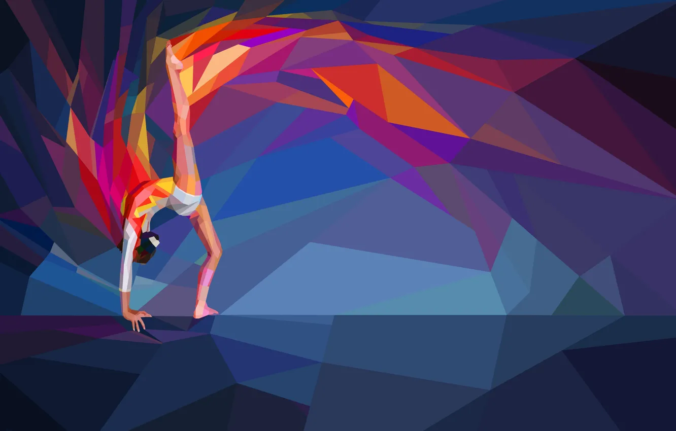 Photo wallpaper gymnastics, athlete, gymnast, low poly