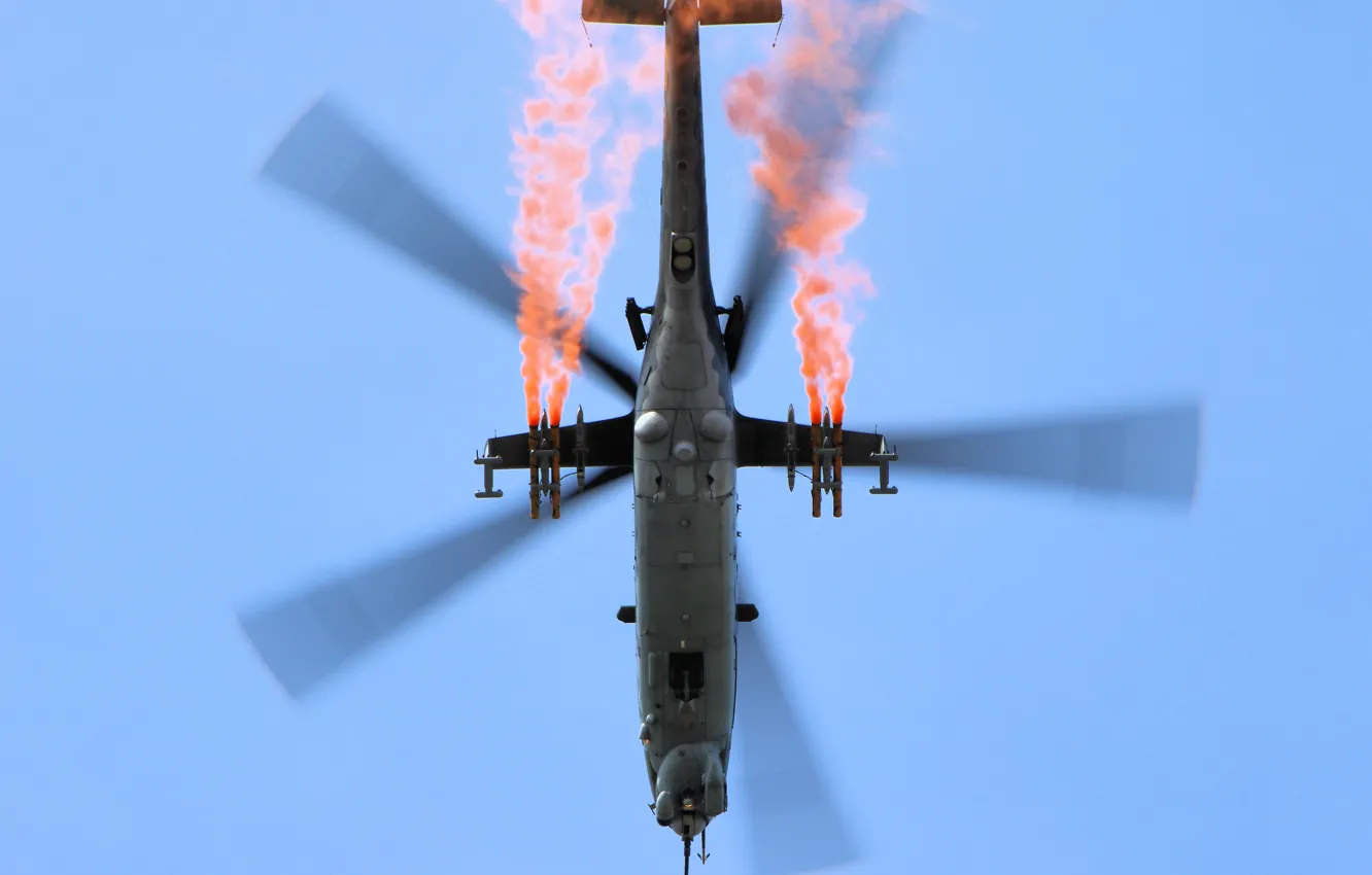 Photo wallpaper flight, helicopter, combat, Mi-24