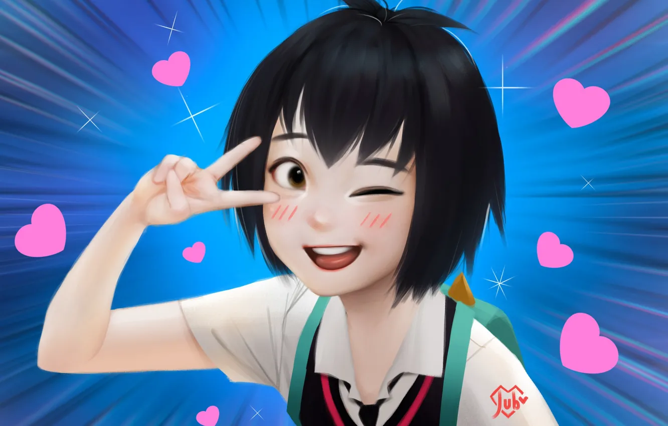 Photo wallpaper girl, hearts, Marvel Comics, peni parker, super hero