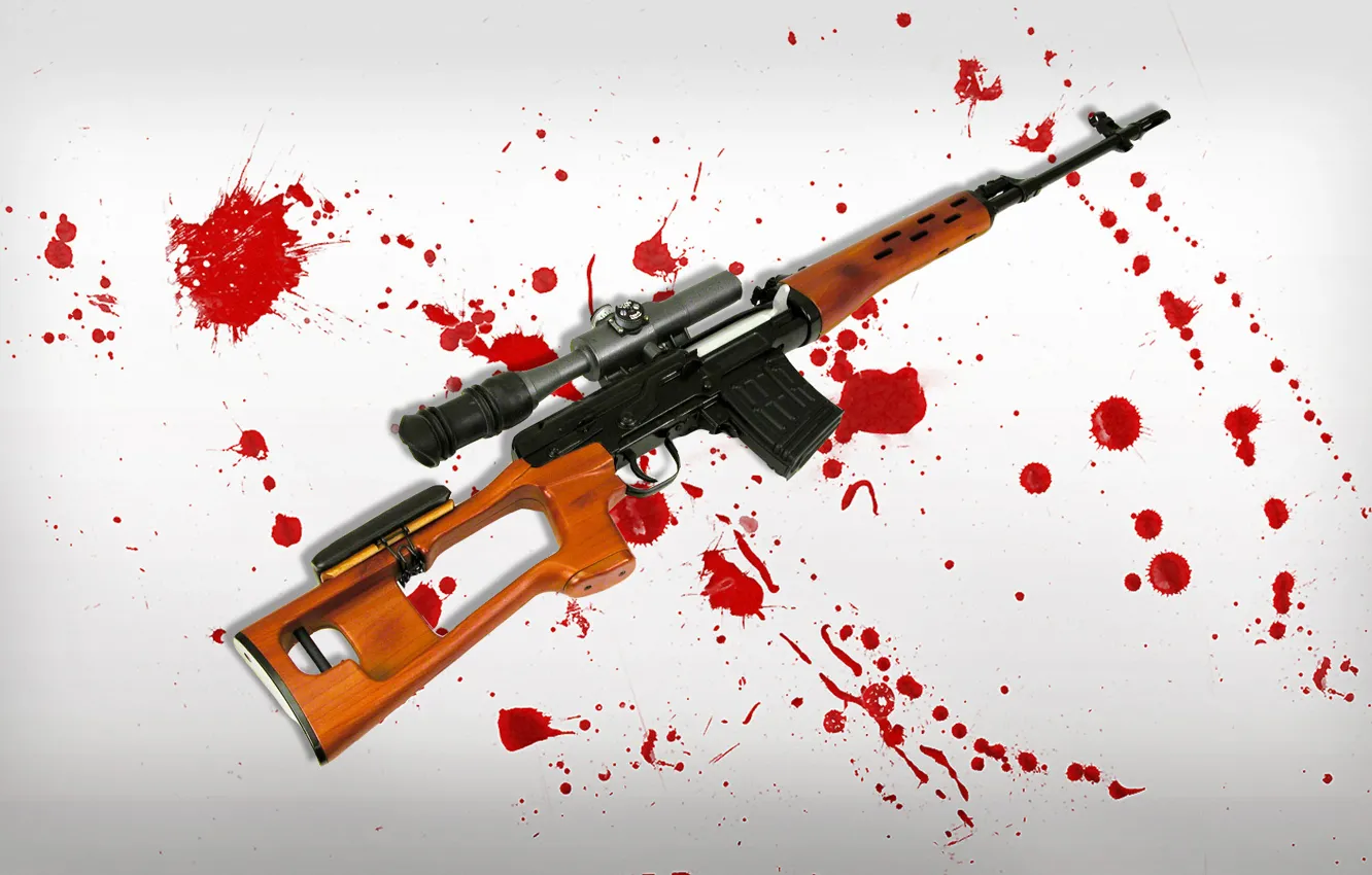 Photo wallpaper background, blood, spot, SVD, rifle, sniper, sniper, Dragunov