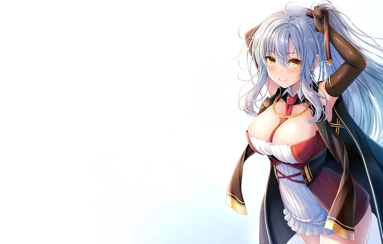 Photo wallpaper girl, sexy, cleavage, long hair, dress, boobs, anime, beautiful