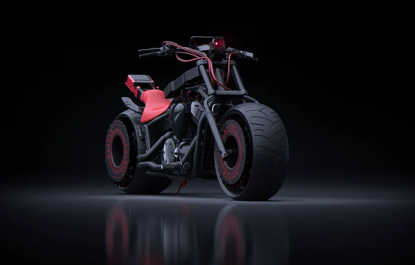 Photo wallpaper design, darkness, reflection, motorcycle, Autonomous Bike