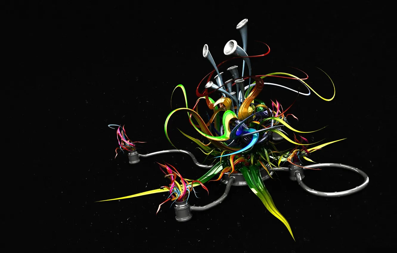 Photo wallpaper abstraction, black background, 3D graphics