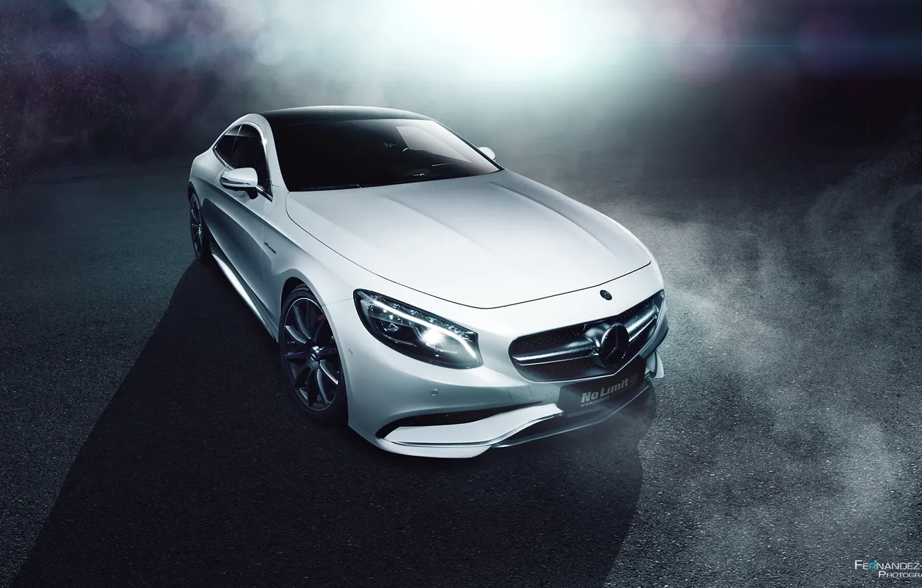 Photo wallpaper Mercedes-Benz, Car, Front, AMG, Coupe, White, S63, Ligth