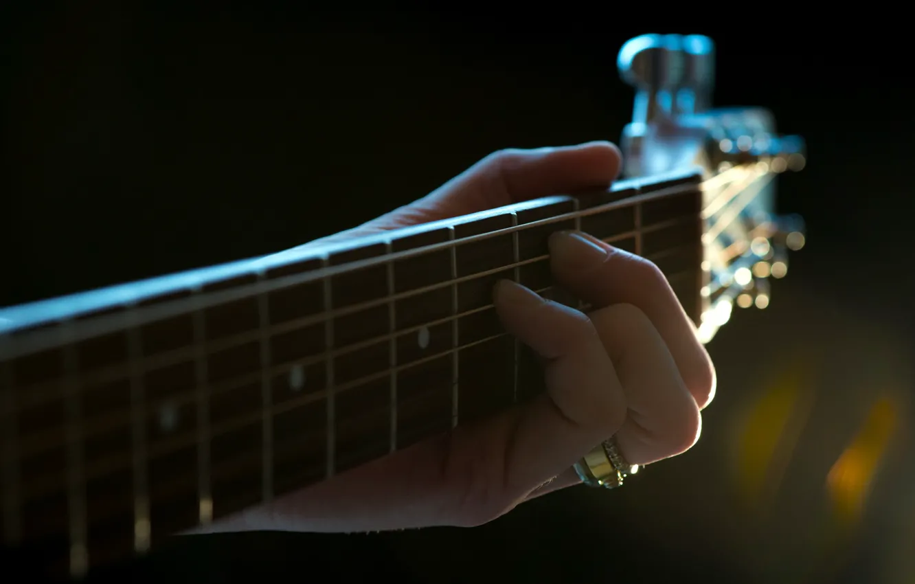 Photo wallpaper macro, music, guitar