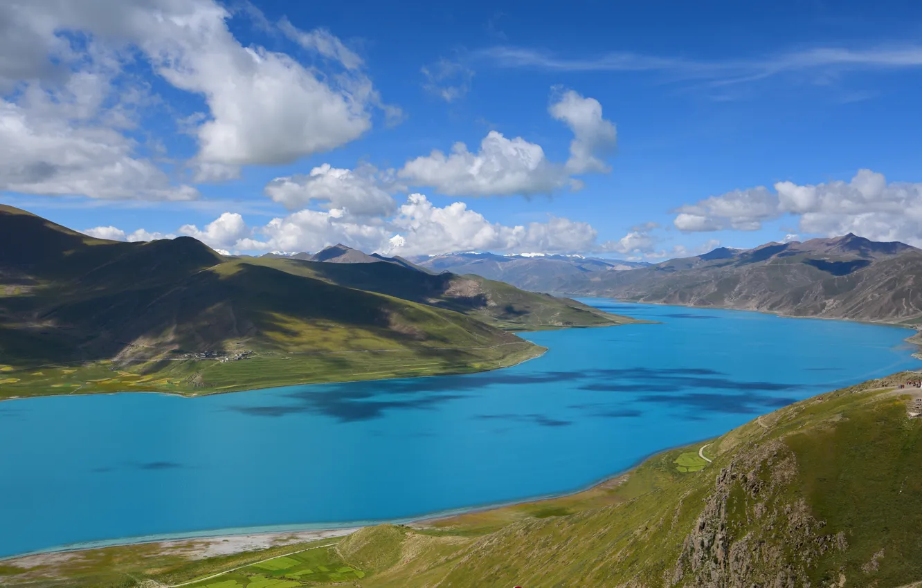 Photo wallpaper tibet, Turquoise, Yamdrok Lake
